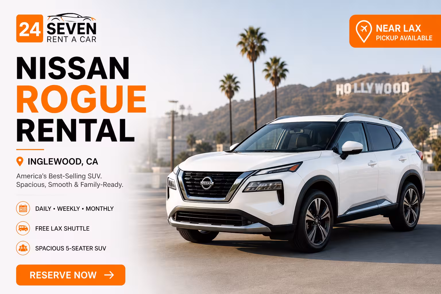 Nissan Rogue Rental in Inglewood CA  America’s Best-Selling SUV, Near LAX, No Airport Fees