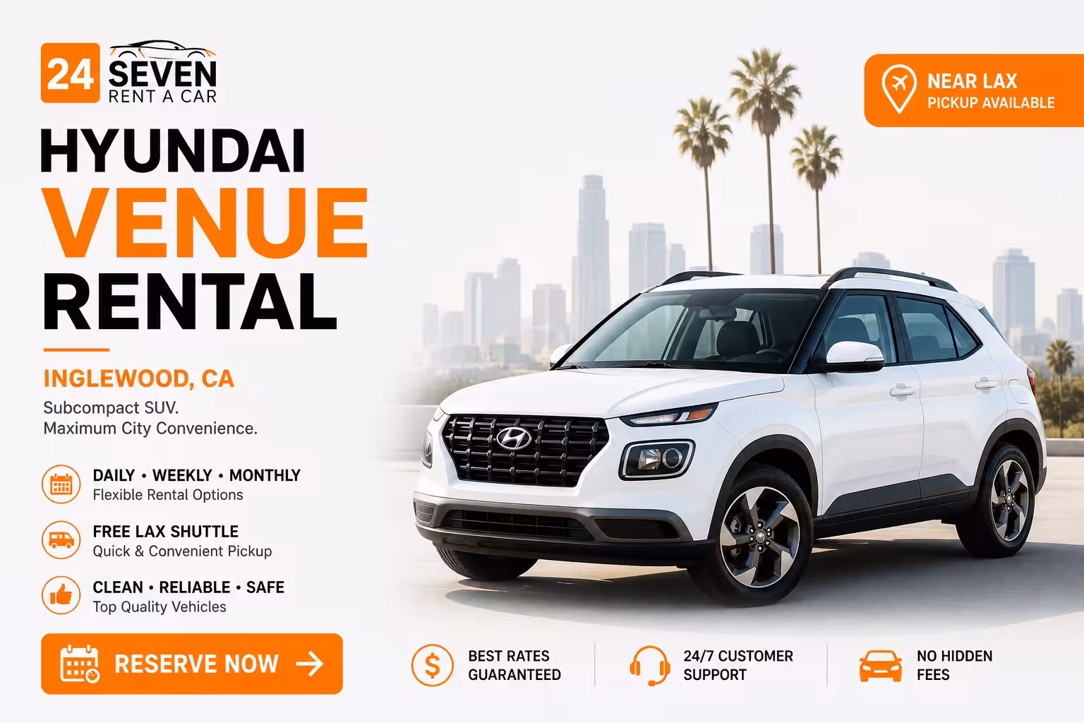 Hyundai Venue Rental in Inglewood CA  Subcompact SUV Near LAX, Maximum City Convenience